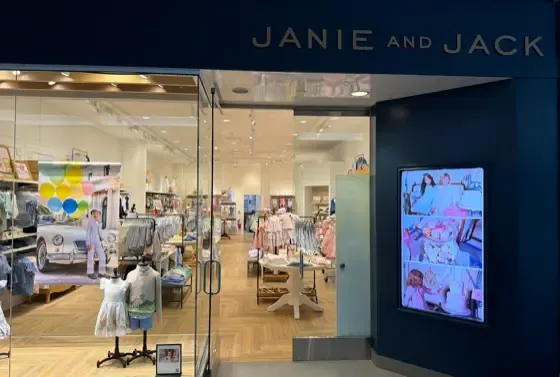 Janie and Jack storefront window display installed by CrownTV